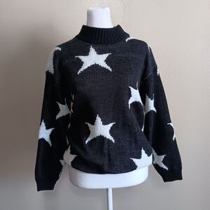 Coraline Vibes Black & White Star Sweater, Knit ** Flaw
